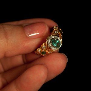 1.21ctw Exquisite Real Alexandrite Birthstone Diamond 18k Gold Filigree Ring